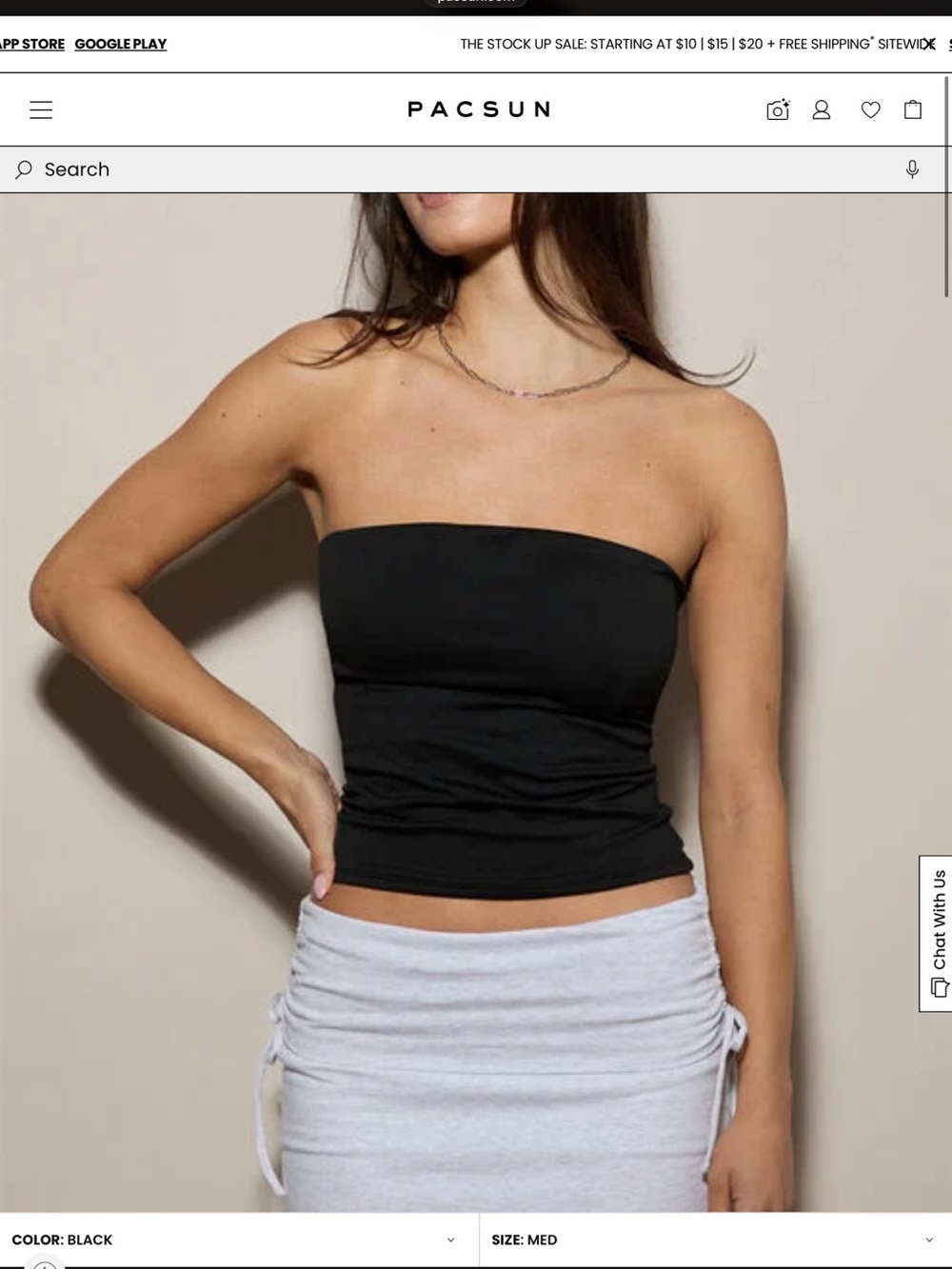 PacSun Black Strapless Tube Camisole